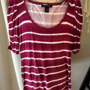 White House Black Market pink and white striped 3/4 Sleeve Top